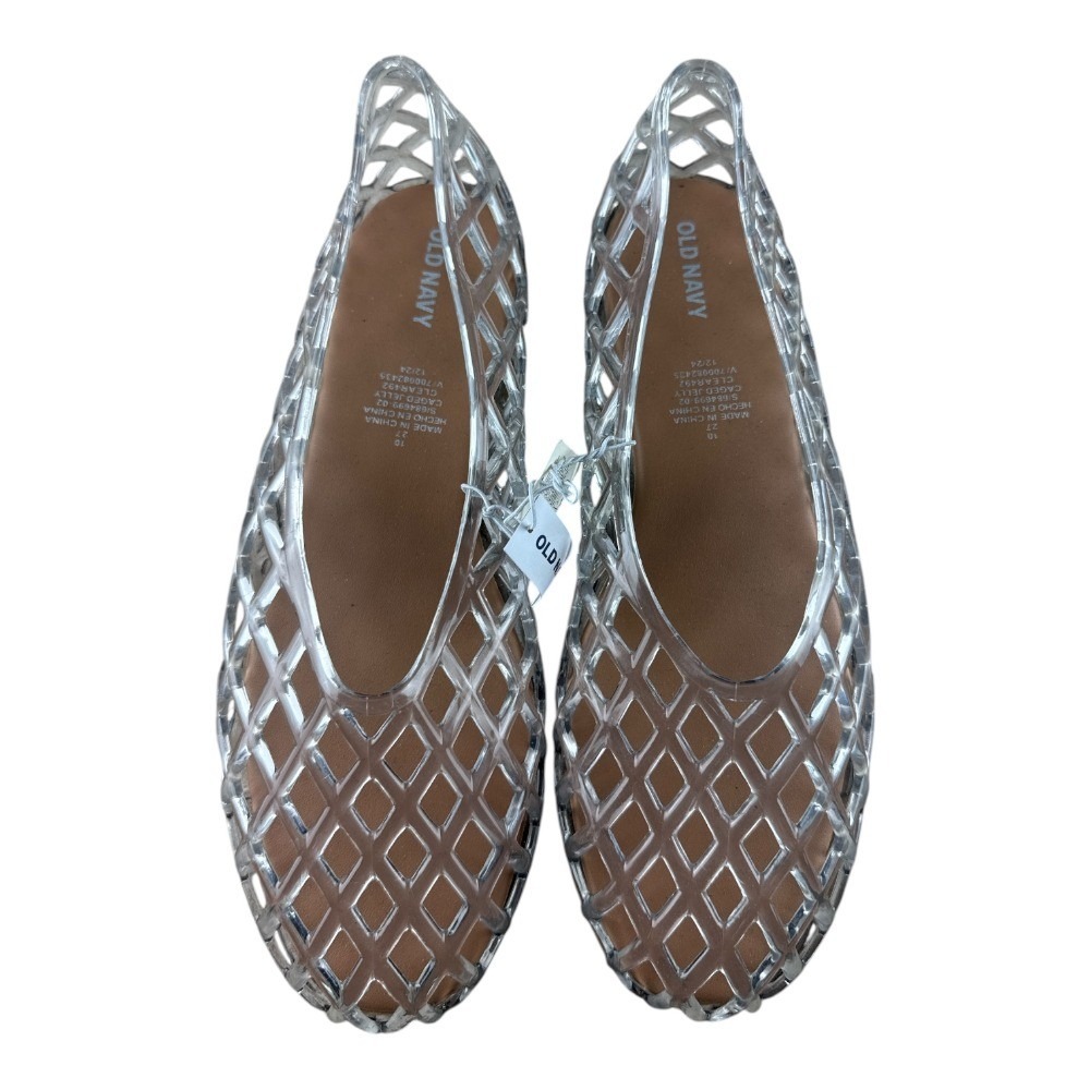 Old Navy Womens Caged Jelly Flats Clear Diamond Lattice Slip On Shoes Size 10